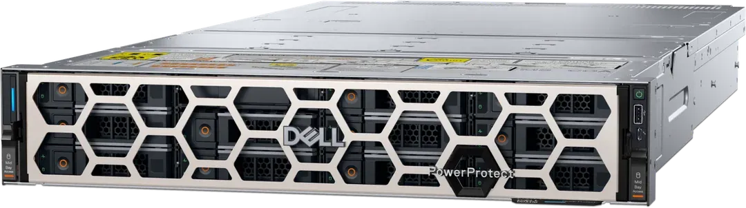 Dell PowerProtect Data Domain DD3410 mit Frontblende, Ansicht von schräg vorn