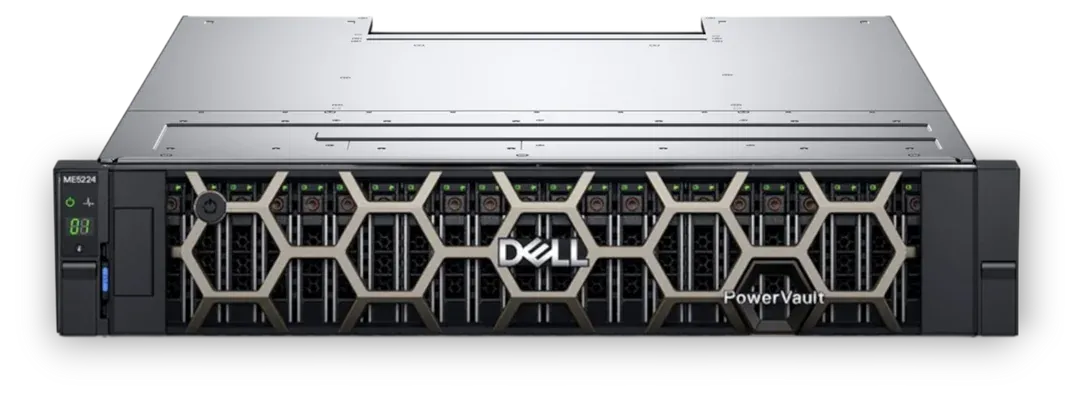 Dell PowerVault ME5224 mit 24 Einschüben für 2,5-Zoll-Laufwerke hinter der Frontblende