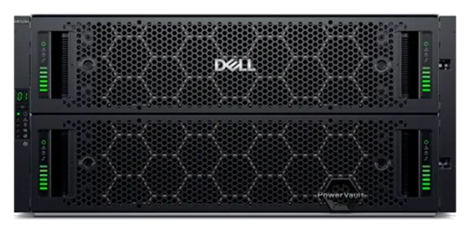 Dell PowerVault ME5284 von vorn mit zwei Laufwerksschubladen