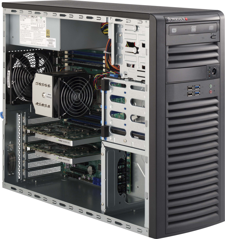 Supermicro SC732D4-903B Intel&reg; Xeon&reg; E5-2600v4 Dual CPU 4xLFF 1x900W Mini Tower Server