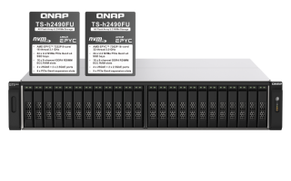 QNAP TS-h2490FU AMD 7302P (3GHz/16C) 8x16GB-RAM 24xSFF 2x2.5GbE + 4x25GbE SFP28 2x1100W 2U Rack-NAS