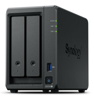Synology DiskStation DS725+ AMD R1600 (2,6GHz/2C) 4GB-RAM 2xLFF/SFF 1x1GbE + 1x2.5GbE 1x65W Desktop-NAS