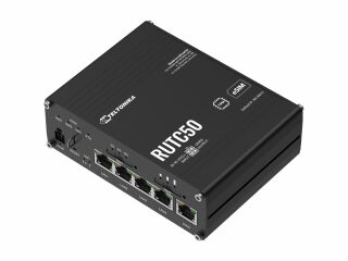 Teltonika RUTC50 5G (3.4 Gbps) WiFi6 5xGbE 2xSIM DIN-Rail Wireless Industrie-Router