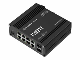 Teltonika TSW212 2x 1Gb SFP / 8x 1Gb BASE-T Managed L2+ non-PoE DC DIN-Rail Switch